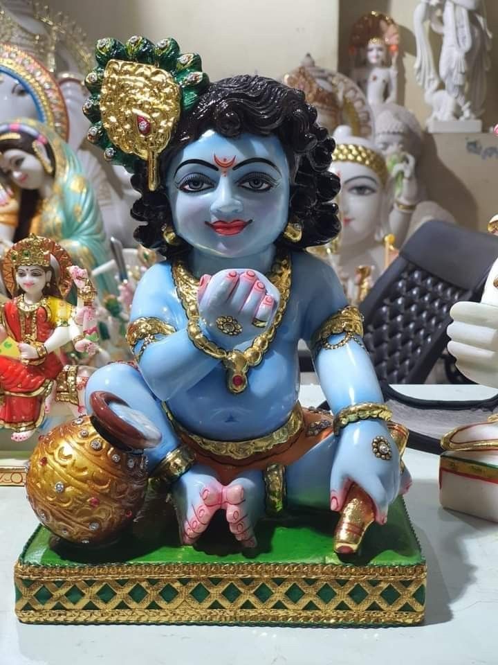 Makhan Chor Krishna Marble Idol